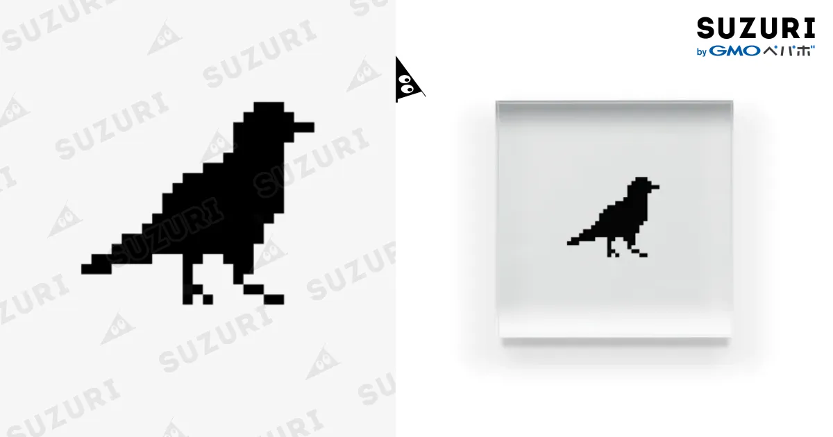 ドット画カラス(黒) / カラス工房 ( karasukobo )のアクリルブロック