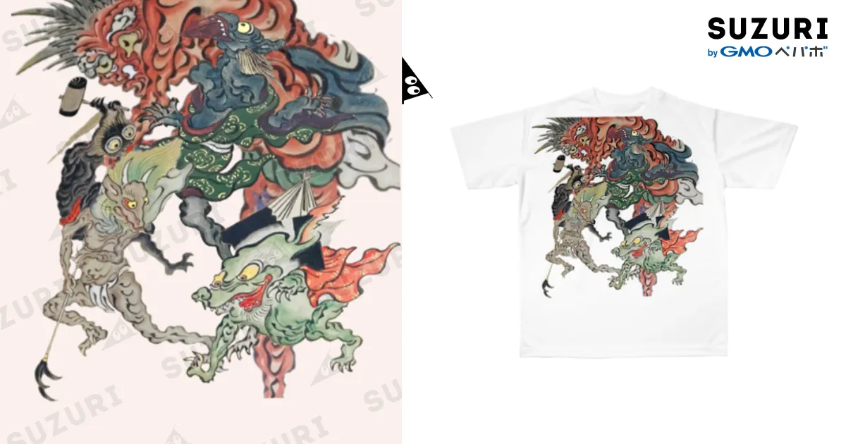 百鬼夜行絵巻 / 😄 SMILE or Kill🗡 ( chin25454 )のフルグラフィックT