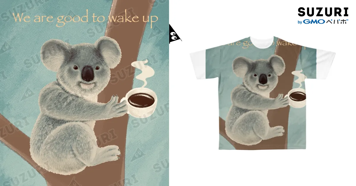 コアラとコーヒータイム / FREEHANDMARCHのフルグラフィックT