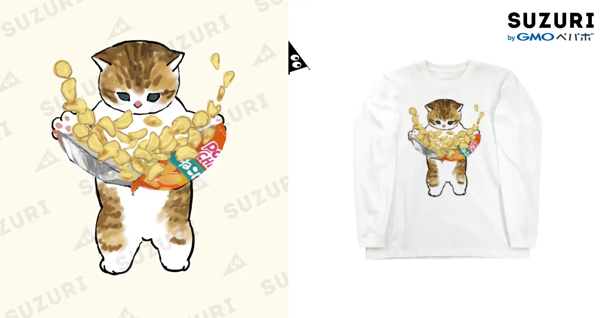 下手くそかっ / mofusand ( mofu_sand )のロングスリーブTシャツ