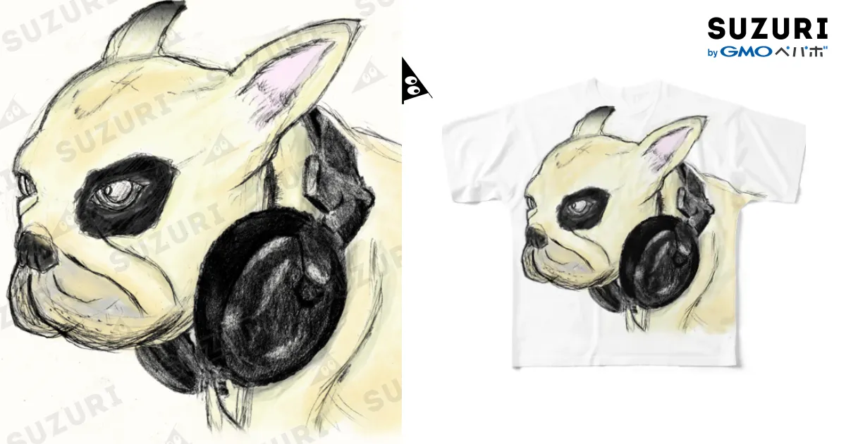 ヒスミニ　J君　フレンチブルドッグ　Tシャツ 1492636988-2800x2105.png.1.