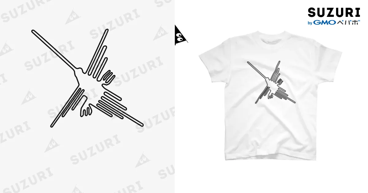 ナスカの地上絵 ハチドリ（黒） / puikkoのスタンダードTシャツ通販