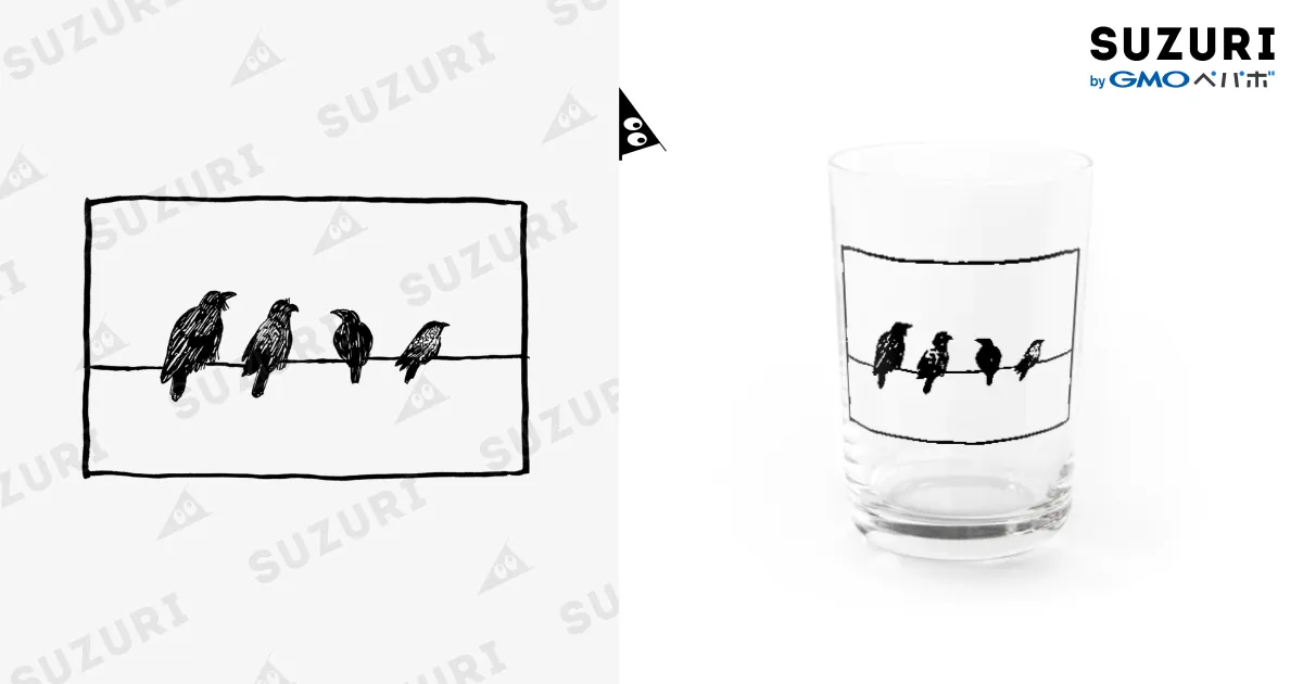 4羽のカラス / yawarakanezumiのグラス通販 ∞ SUZURI（スズリ）