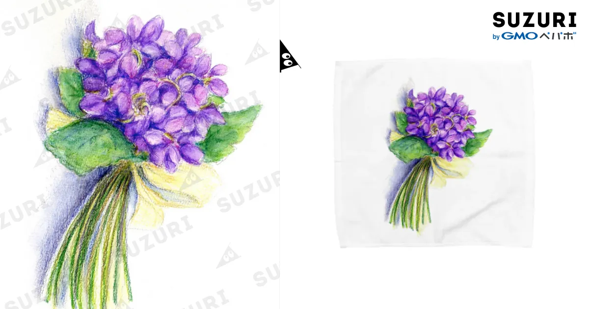 スミレの花束 / リラ ( suiren )のタオルハンカチ通販 ∞ SUZURI（スズリ）