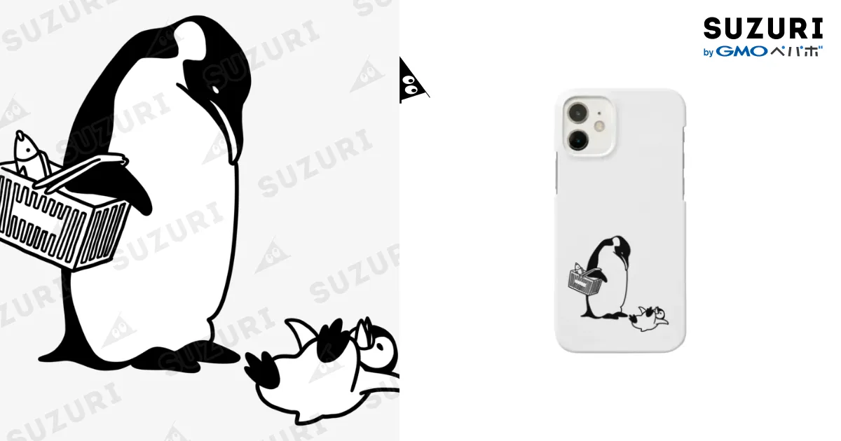 スーパーで駄々をこねるペンギン / ichomaeのスマホケース（iPhone