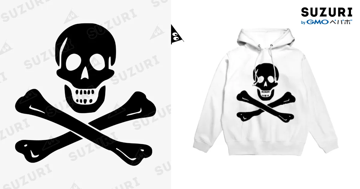 海賊旗スカル-Jolly Roger サミュエル・ベラミーの海賊旗-黒ロゴ 