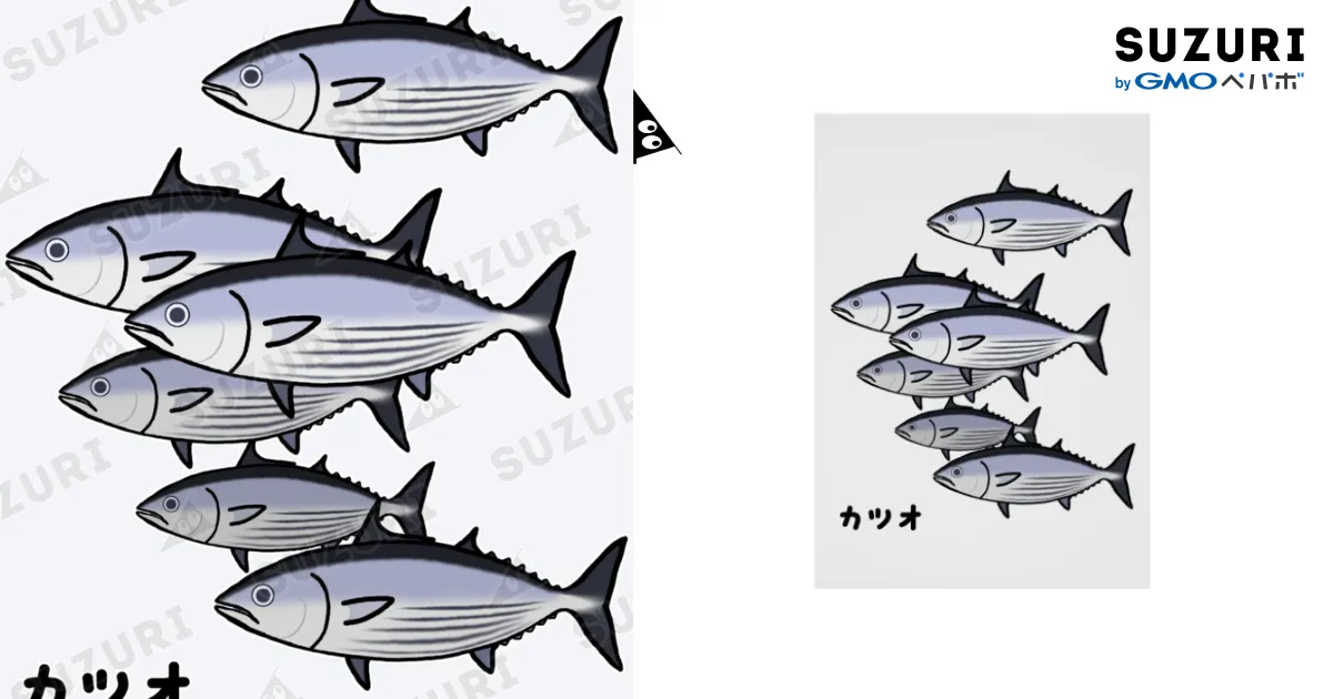 両面プリント】【魚シリーズ】鰹(カツオ)♪群れ♪2103 Stickable