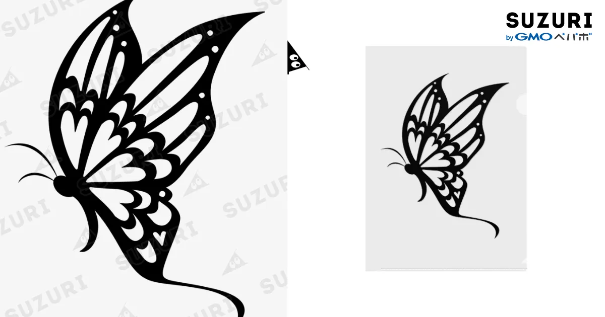 切り絵のハート柄ちょうちょ / SHOPシチヘンゲ ( shichi-henge )の