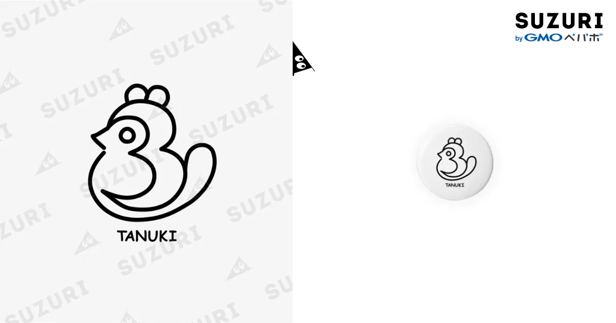 たぬき／缶バッジ／絵描き歌 / えかきっコーン商店 ( EKAKIUTA )の缶