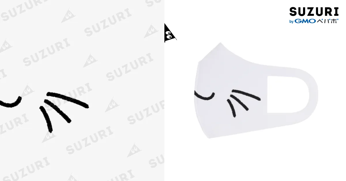 ねこくちマスク（白） / Riotoのフルグラフィックマスク通販 ∞ SUZURI