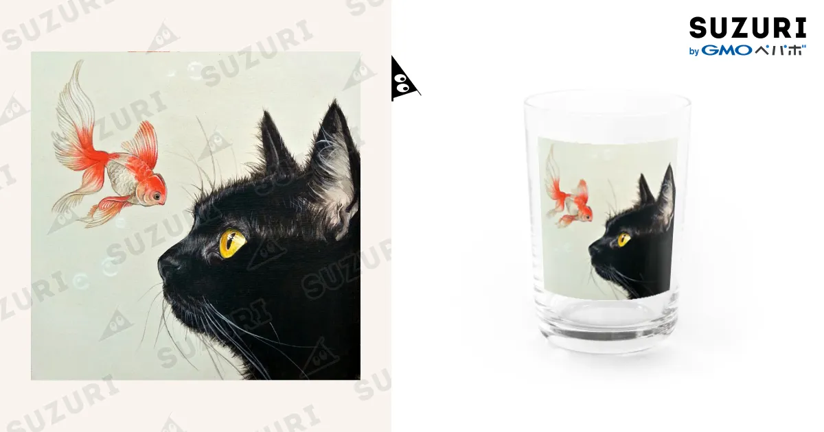 金魚と黒猫 / おちょぴ ( tagomagoooooo )のグラス通販