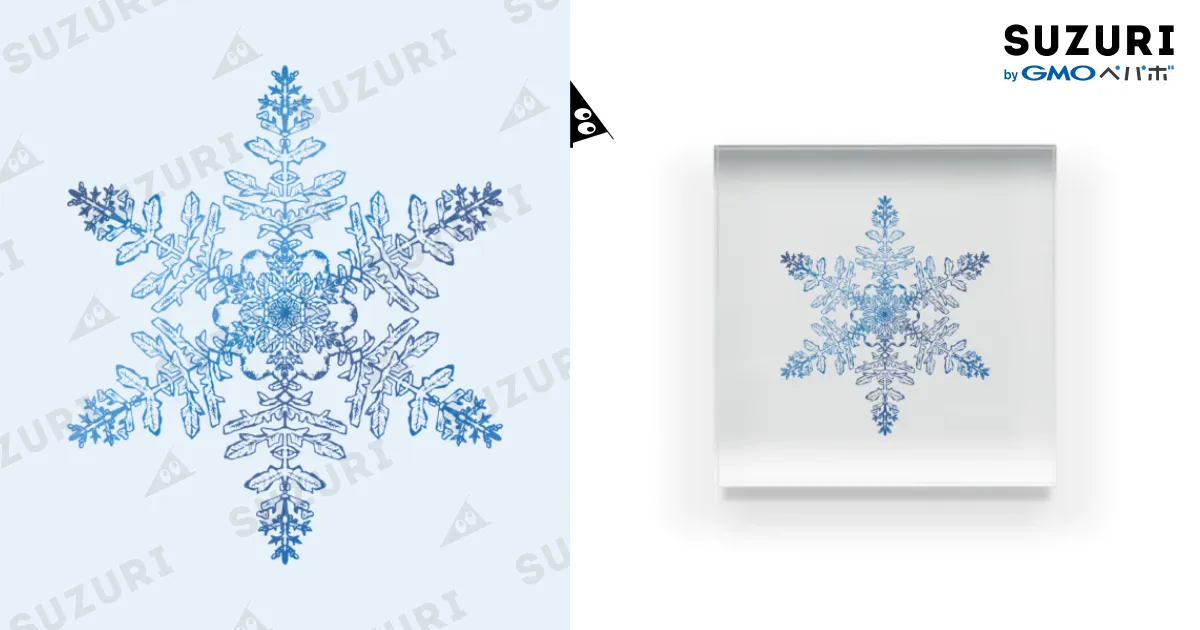 一点物/アクリル画/タイトル「雪化粧」 風景標本 風景を閉じ込めたアクリルキューブ 雪の結晶 その他
