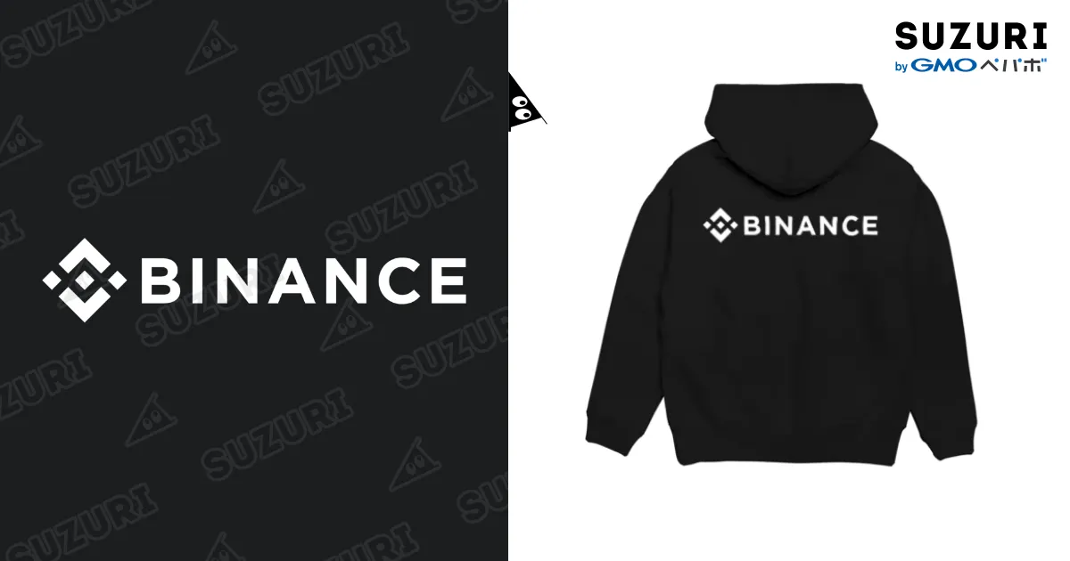 BINANCE-バイナンス-白ロゴ バックプリントデザイン（背面プリント 