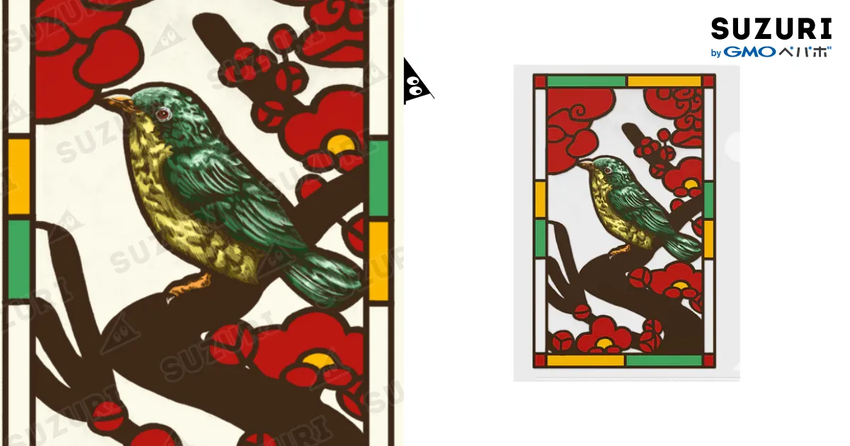 ステンドグラス　アート　レトロモダン 花札鳥レトロステンドグラス / もちんヌ ( Emochi_mochi_ )の