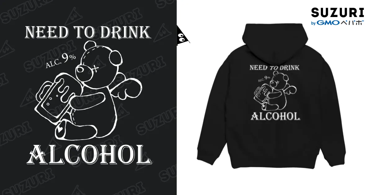 濃い色用】9%酒パーカー（バックプリント） / muuuuutosanの