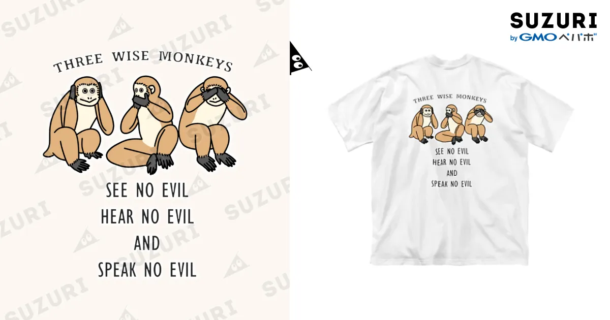 三猿 / シロクマ商店 ( porlarbear )のビッグシルエットTシャツ通販