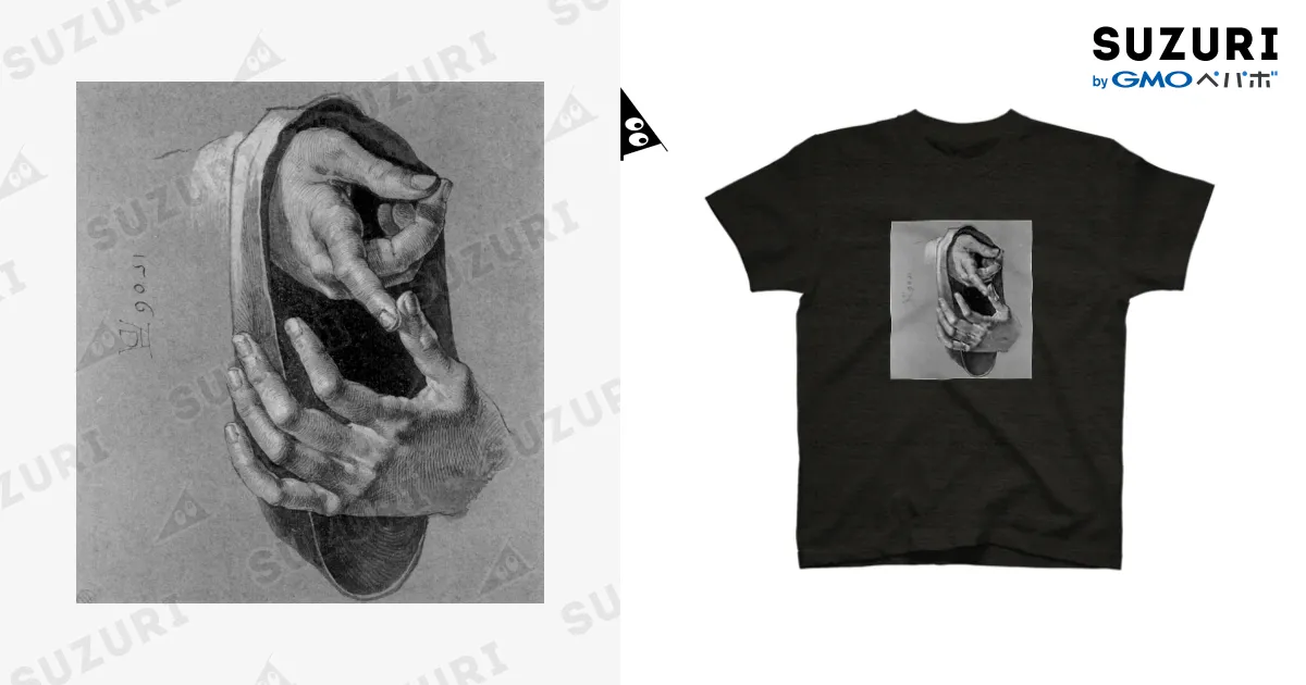 ★人気★【Beyond Closet】★HAND DRAWING WAPPEN T-SHIR.T★ Study of Hands – Albrecht Dürer / Mystic Modern Art ( Art