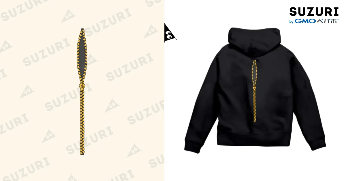 背中のチャック（金） / ものくろ屋 ( monokuro323 )のジップパーカー