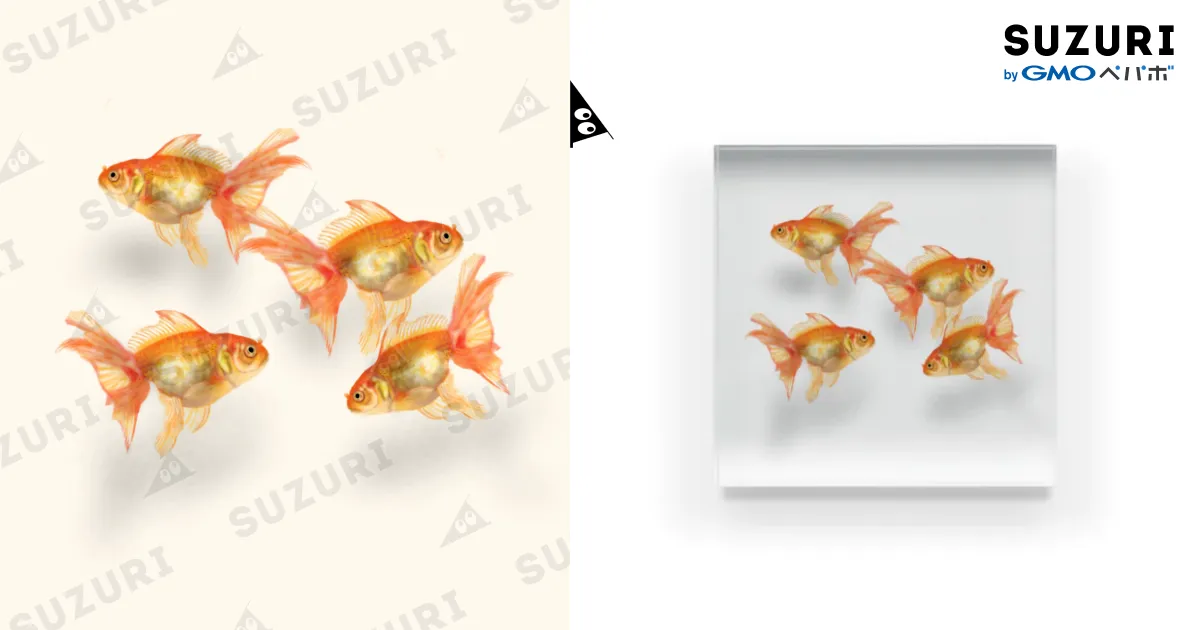 金魚4匹 / Kanshadoのアクリルブロック通販 ∞ SUZURI（スズリ）