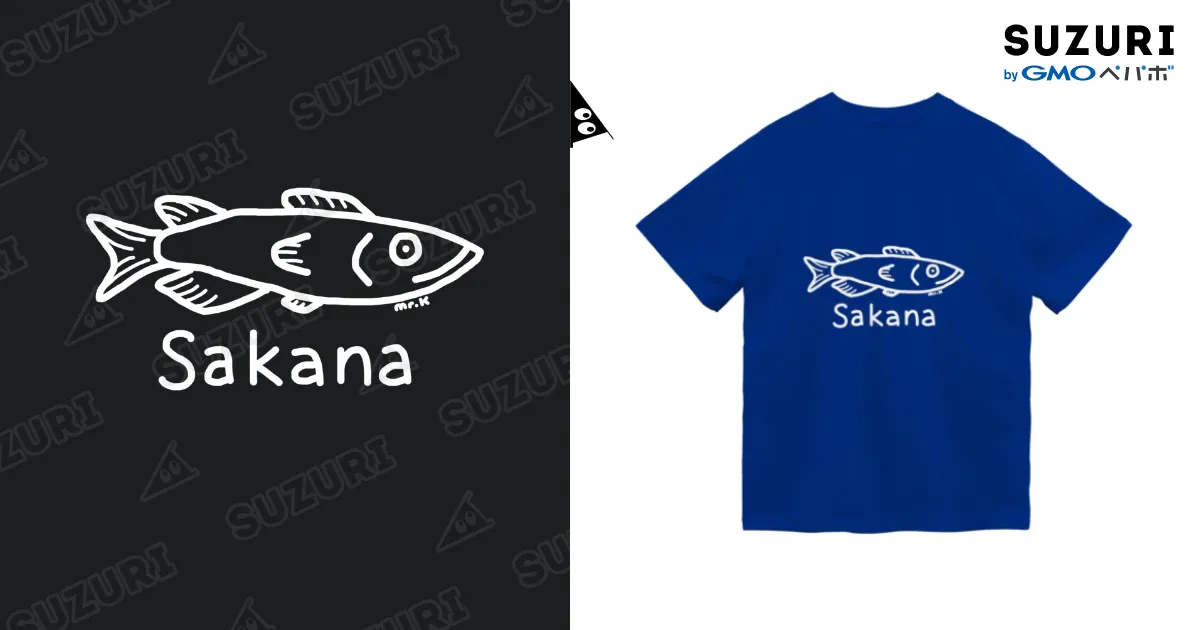Sakana (魚) 白デザイン / MrKShirtsのドライTシャツ通販