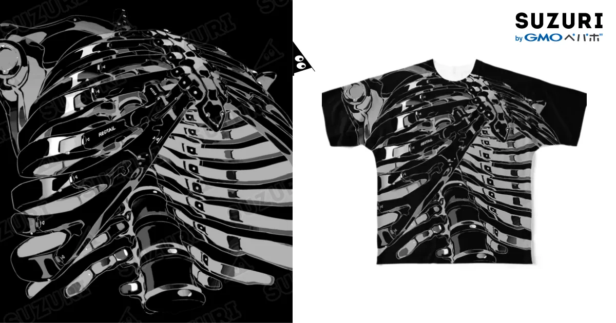 砂糖みう フルグラTシャツ XXL 強化骨格_BLACK / REDTAIL ( teru_m )のフルグラフィックTシャツ