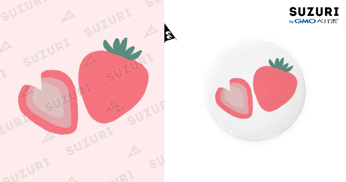 ハートに切ったいちご🍓 Tin Badge by くまさき屋＊イラスト描い