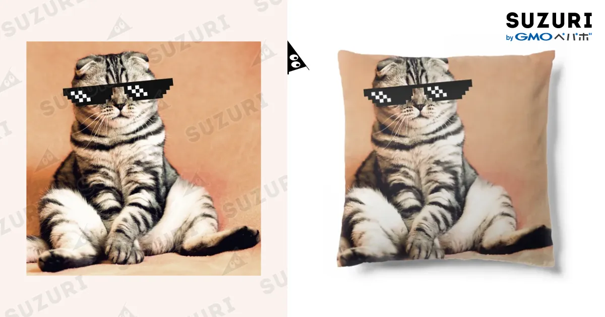 8BITサングラス猫（スコティッシュフォールド） / Fomataのクッション