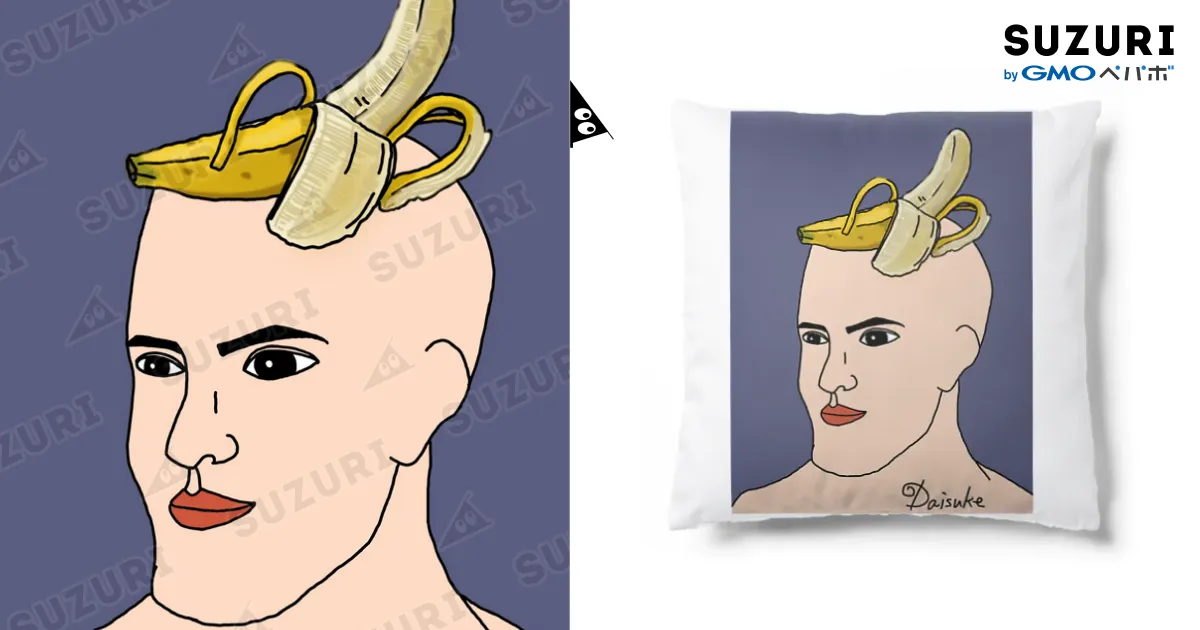 バナナちょんまげ太郎 / Food-Hairのクッション通販 ∞ SUZURI