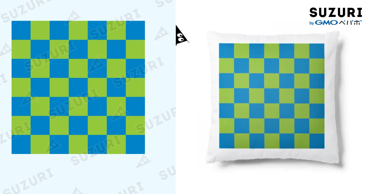 市松模様 青緑7×7 Cushion by つぷこしあん ( lemon2022 ) ∞ SUZURI