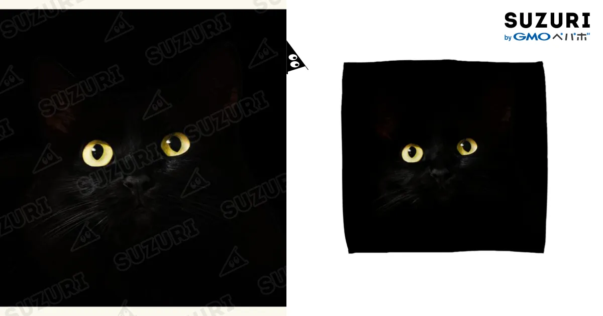 Black cat 黒猫 / ねこねこ ( 0_nlp )のタオルハンカチ通販
