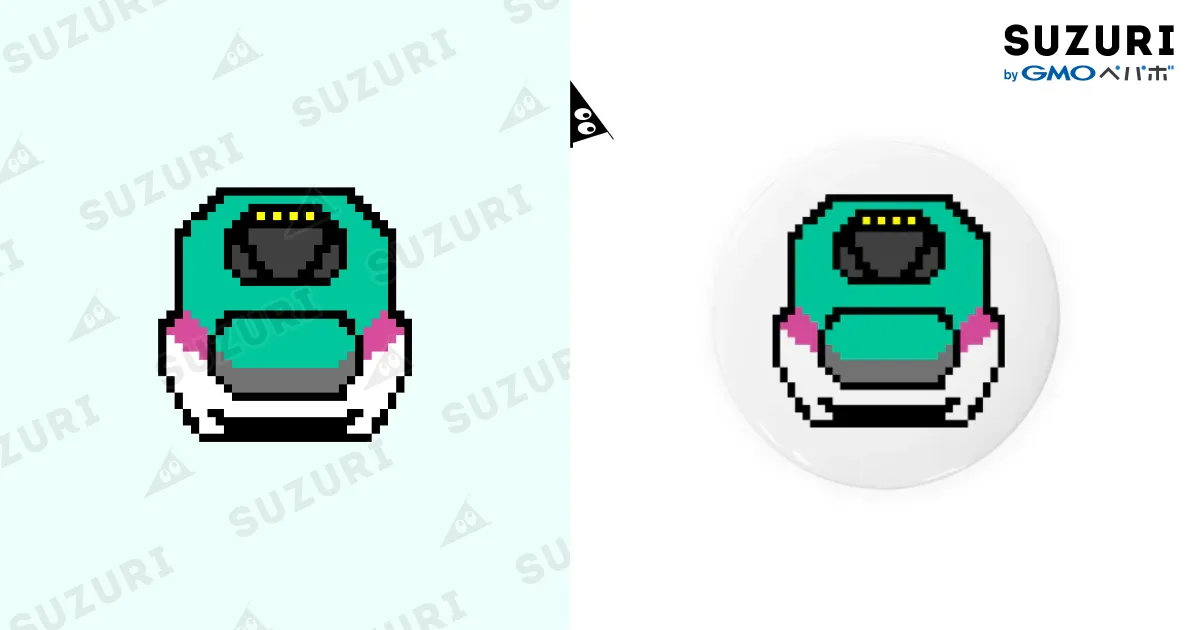 はやぶさ@ドット絵 Tin Badge by 新幹線グッズ ( shinkansen