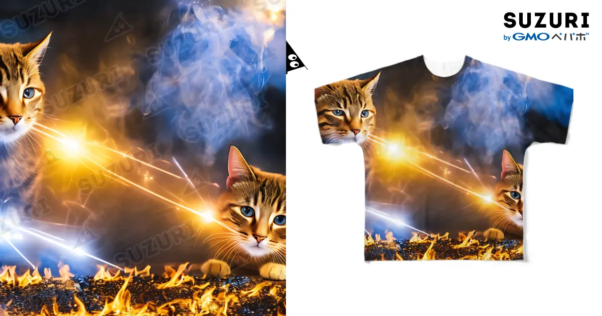 黒猫フルグラフィックTシャツ 黒猫 / 猫とやっし～ぃのアレコレ ( yassiecatcat )のフル