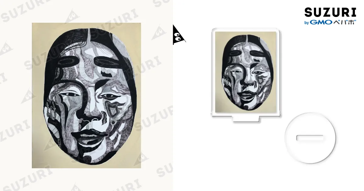 sukekiyo アクリルスタンドコンプリートセット お面 おかめさん 和風 お面 おかめ / らこ ( sqkrq39 )のアクリル