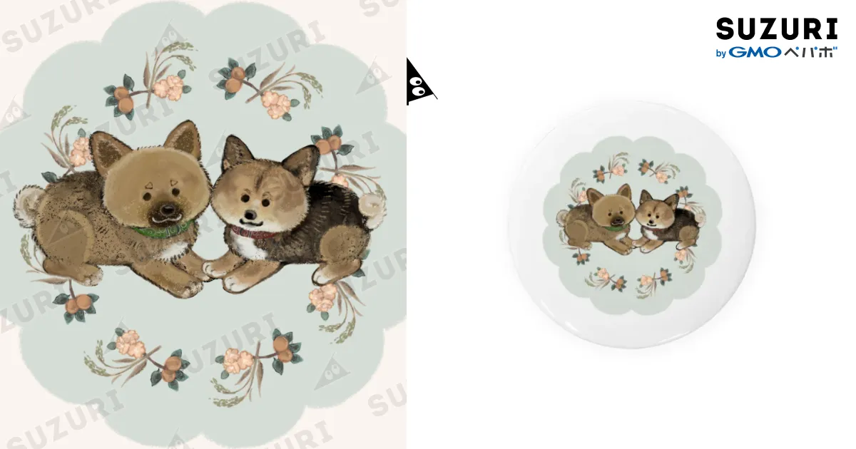 背景🌸おもちちゃん＆あんずちゃん🌸 Tin Badge by
