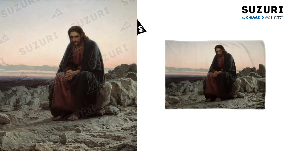 ヴィンテージ　キリストの肖像ラグ 洗濯済み ヴィンテージ キリストの肖像ラグ 洗濯済み イエス・キリスト生誕