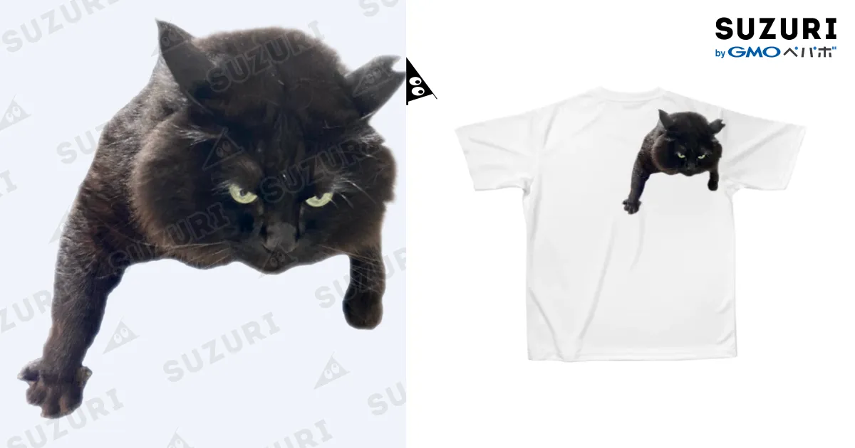 もんちゃん肩乗せTシャツ / 黒猫もんちゃん ( mon_mmmo )のフル