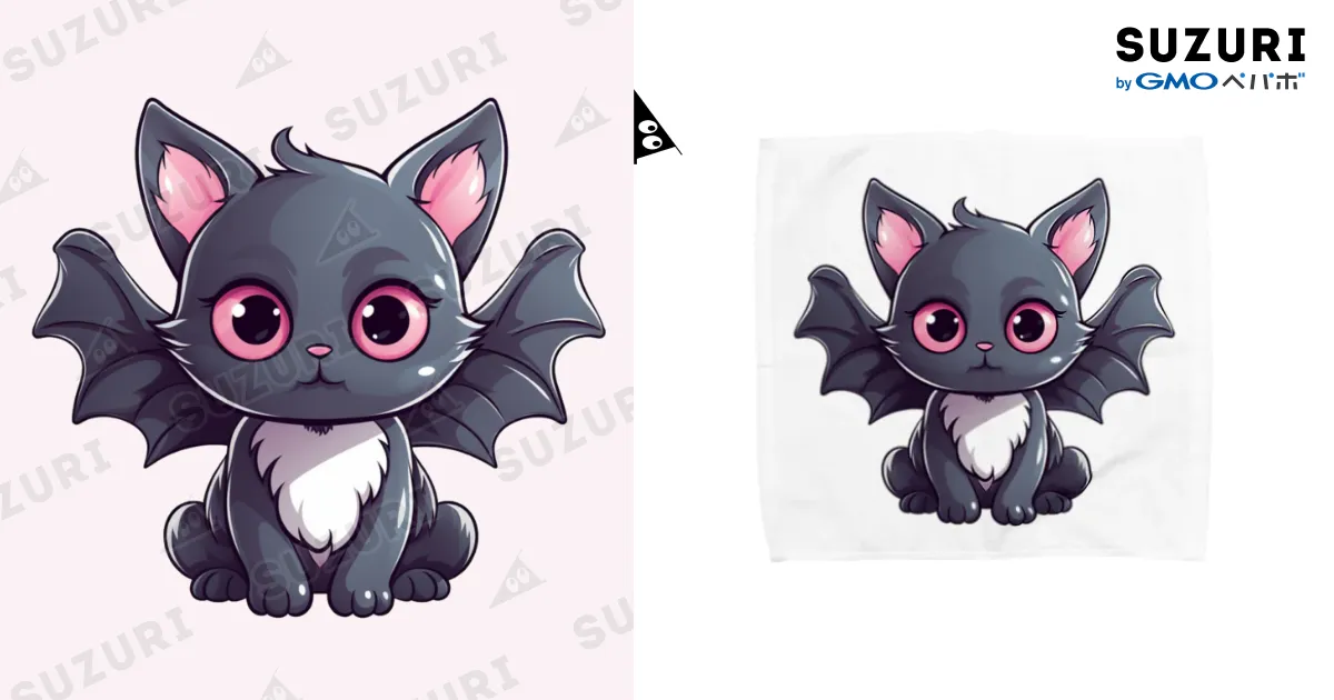 可愛いコウモリ猫ちゃん / Vasetti_pressのタオルハンカチ通販