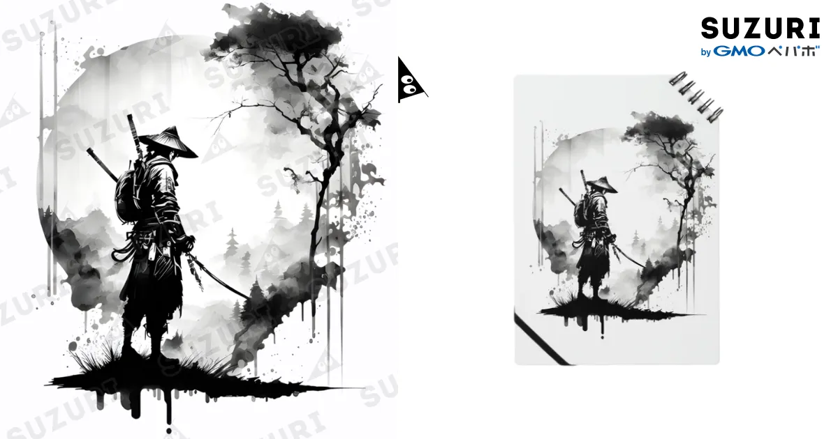 水墨画 侍(水墨画風) Notebook by Design_Lab_Lycoris ∞ SUZURI
