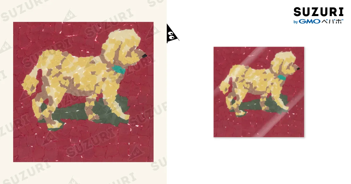 トコトコ歩く犬(ちぎり絵/貼り絵) / Yuhki | おばけのゆうき