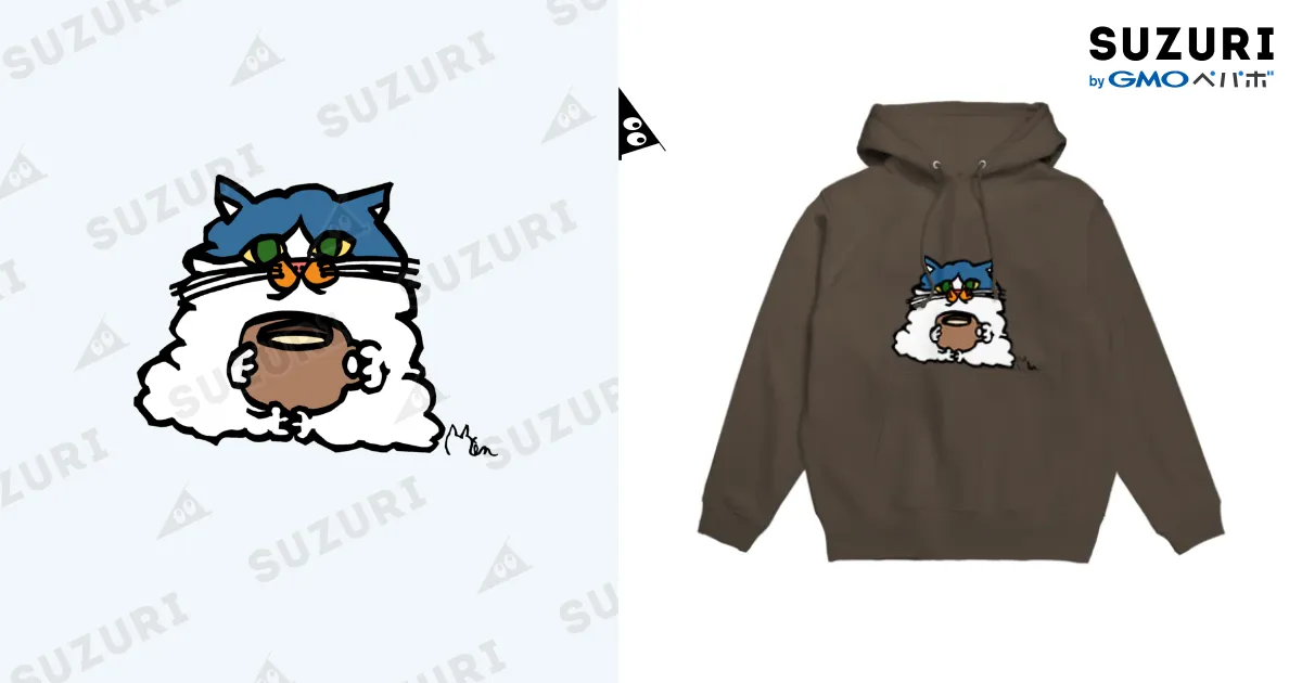 くまのすけ　I CAN DRINK! かわいすぎジップパーカー Lサイズ ミルクタイムねこ(もふ太) / KEN ( Namiso01 )のパーカー通販