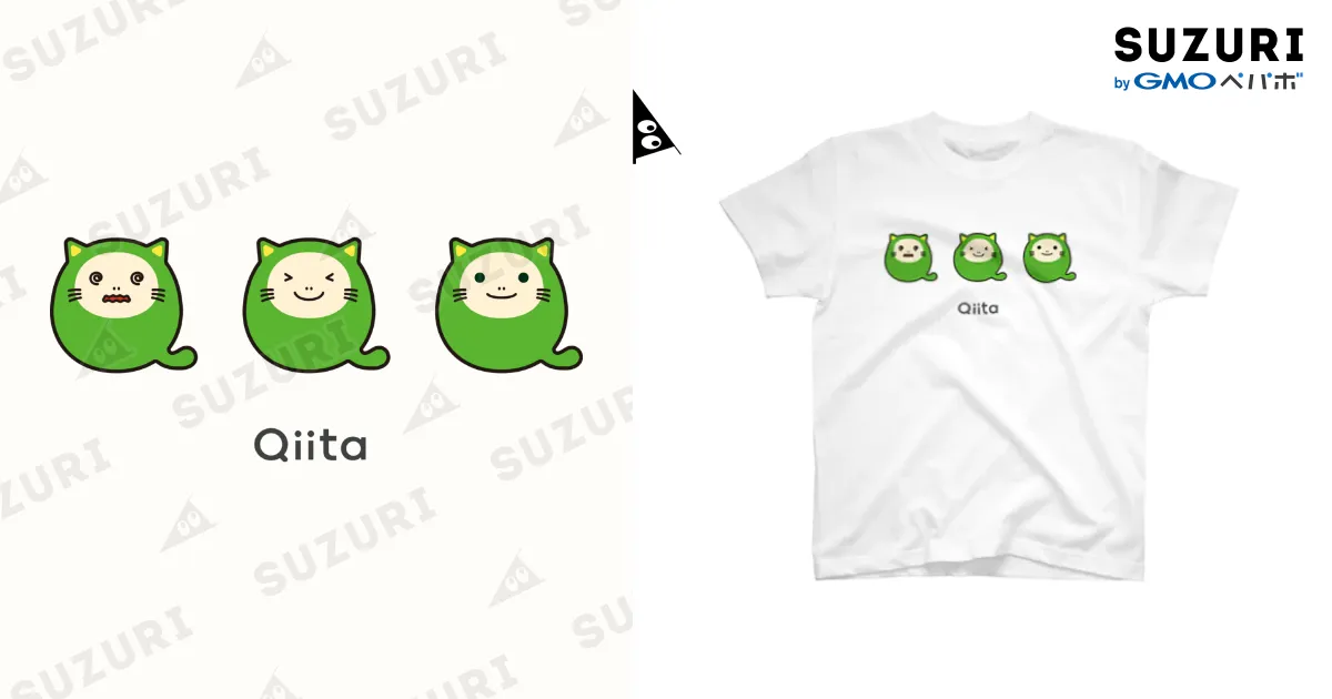 表情違いQiitan Tシャツ（白・緑） / Qiita 公式ショップ