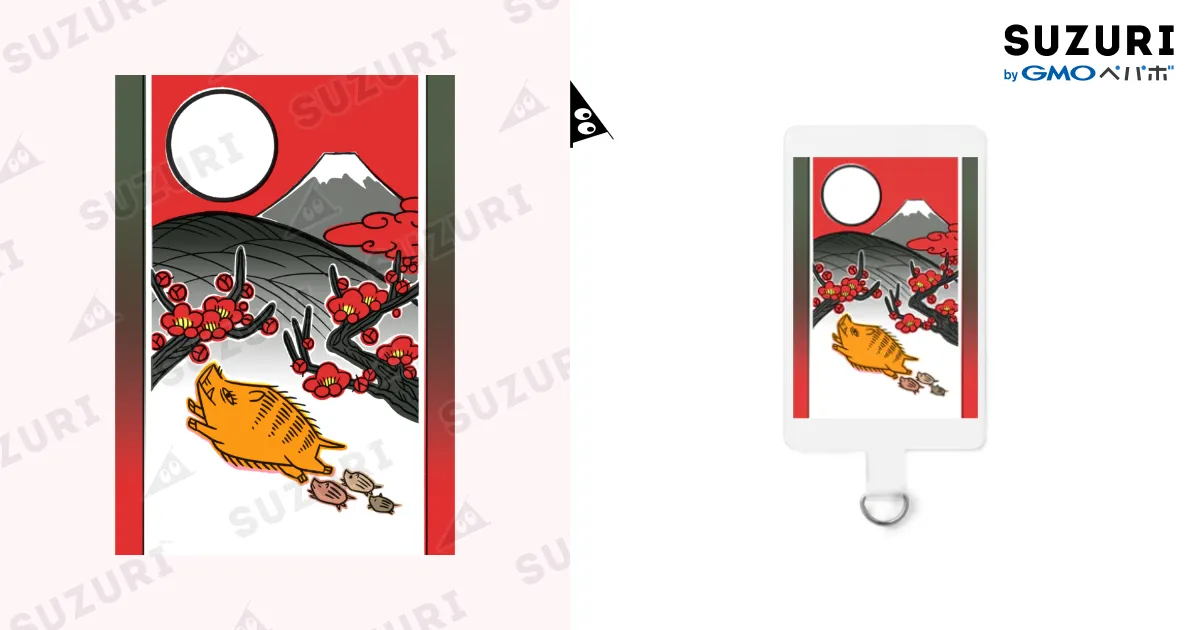 花札風跳躍猪乃図（満月） / ハナイとトン ( hanaitoton )のスマホ