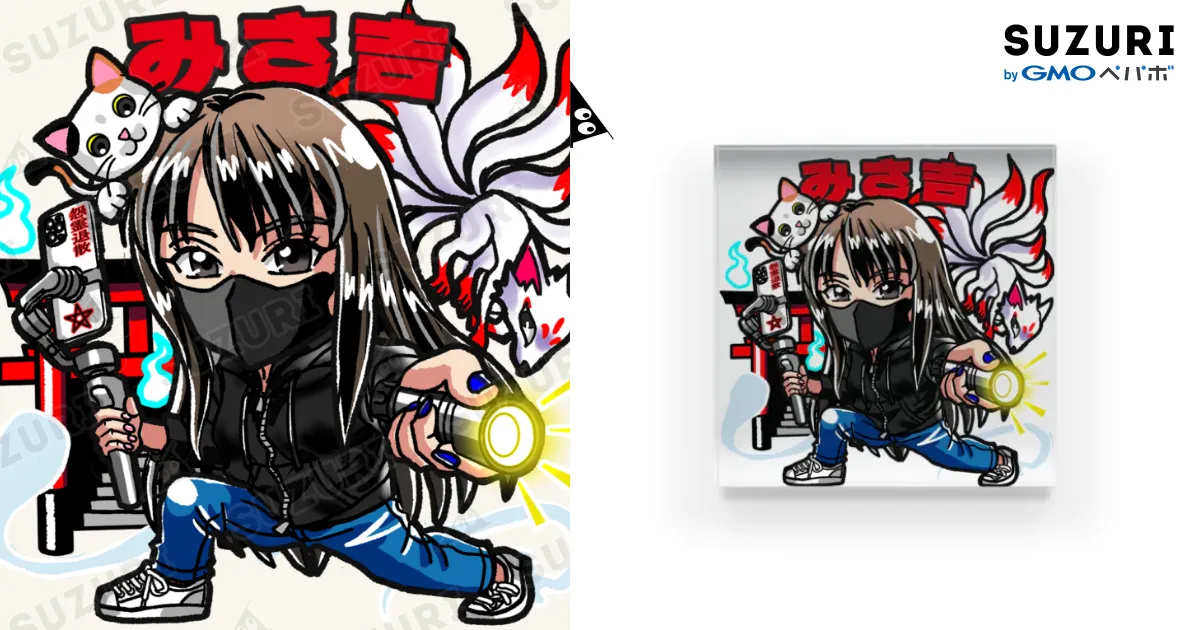コピーサイン入りアクリルブロック　『pan見せjk』　oekakizuki 平和の旗 / お絵かき屋さん ( oekakiyasandesu )のアクリル