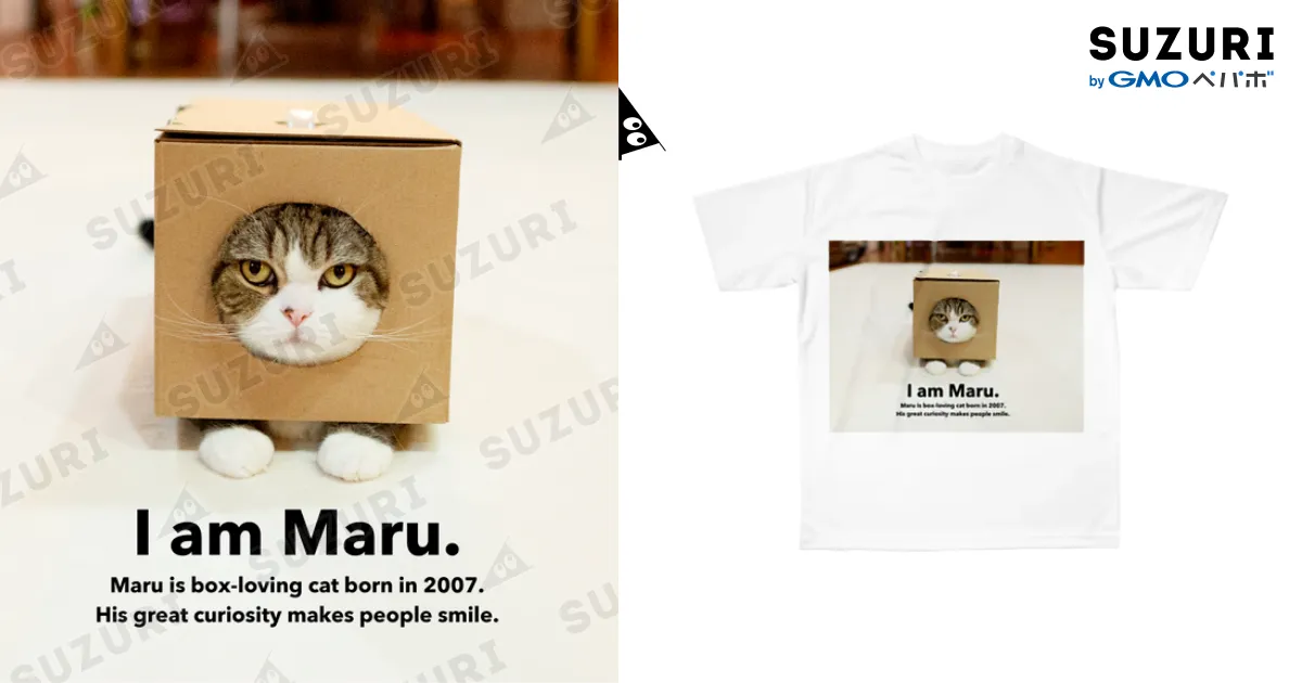 四角箱まるフルグラフィック両面Tシャツ。 / IamMaruのフル