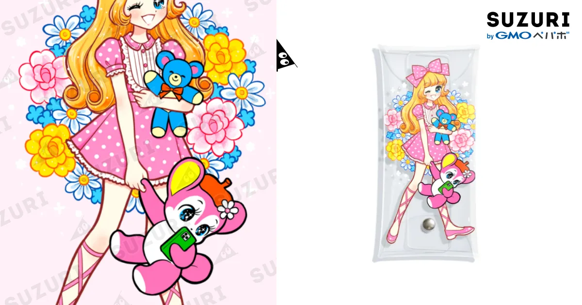 スマホ依存の昭和のクマちゃん / おまけ星 ( omakeboshi )のクリアマルチケース通販 ∞ SUZURI（スズリ）