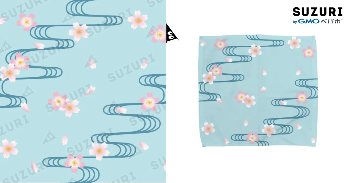 桜-流水文様 Sakura and Running water / Japanese Stencils