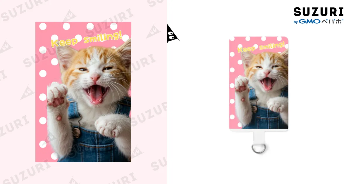にゃんこちんの「Keep Smiling!」スマホストラップ😸💖📱 / AI猫