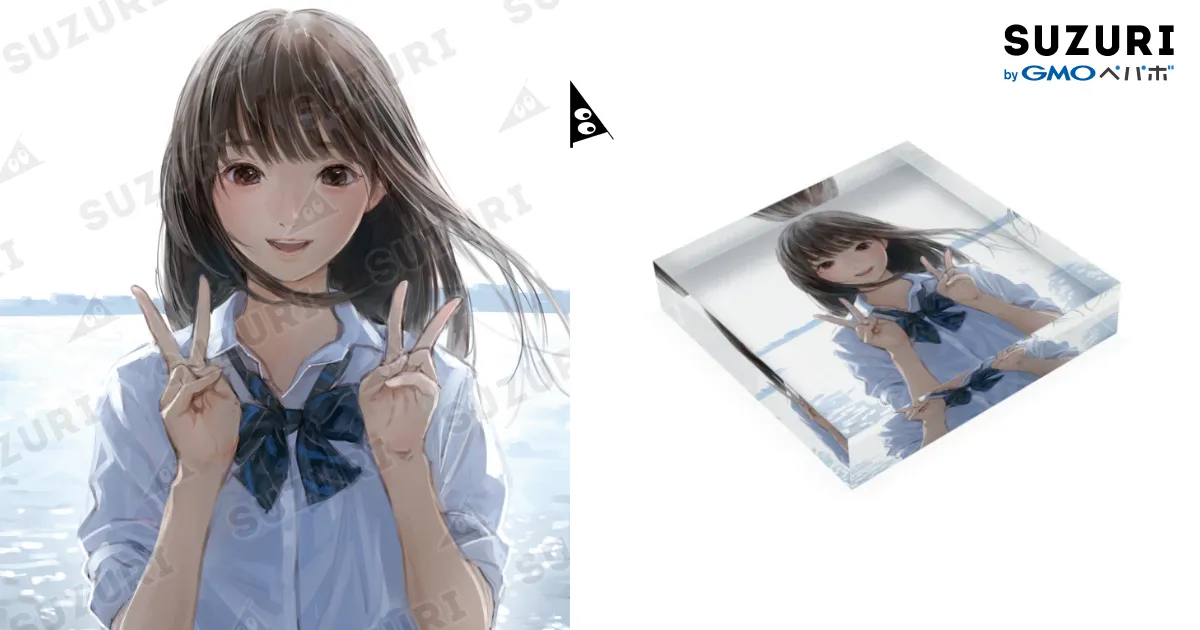 ダブルピースちゃん / 岸田メル ( mellco )のアクリルブロック