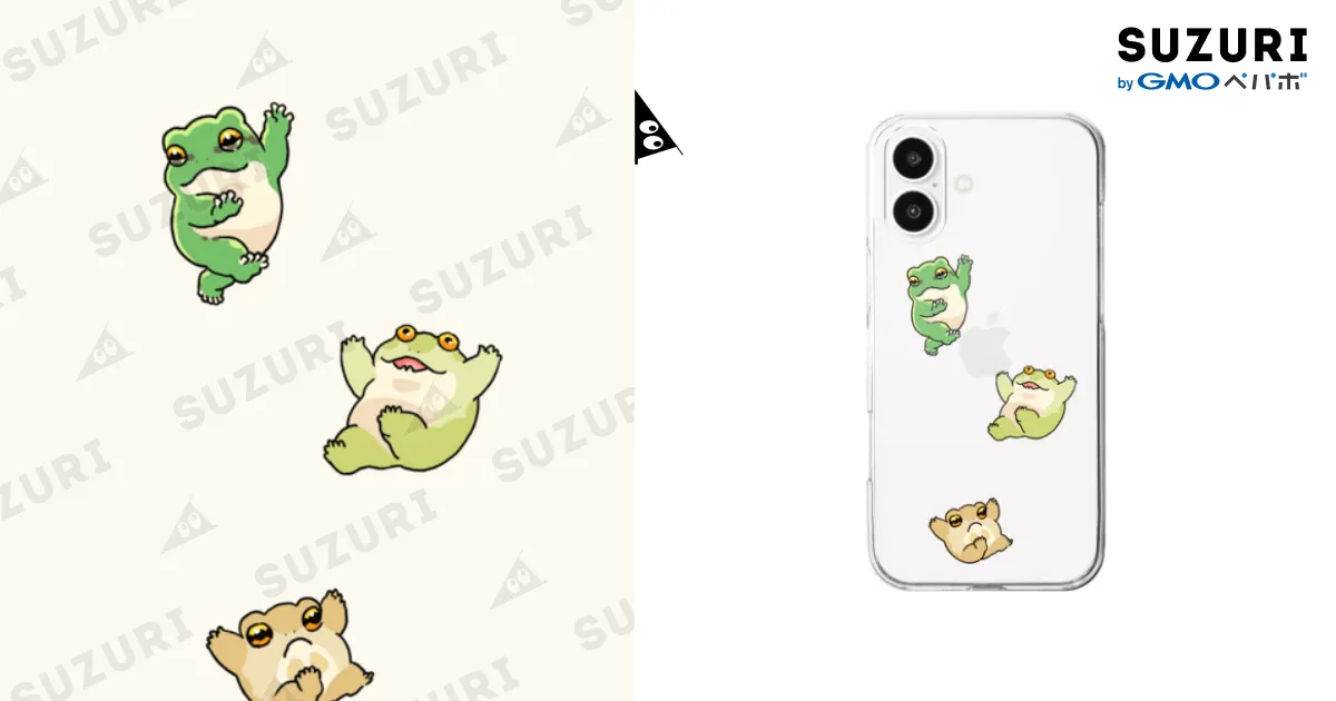 カエル🐸 / たろ ( taro_oekaki )のクリアスマホケース（iPhone