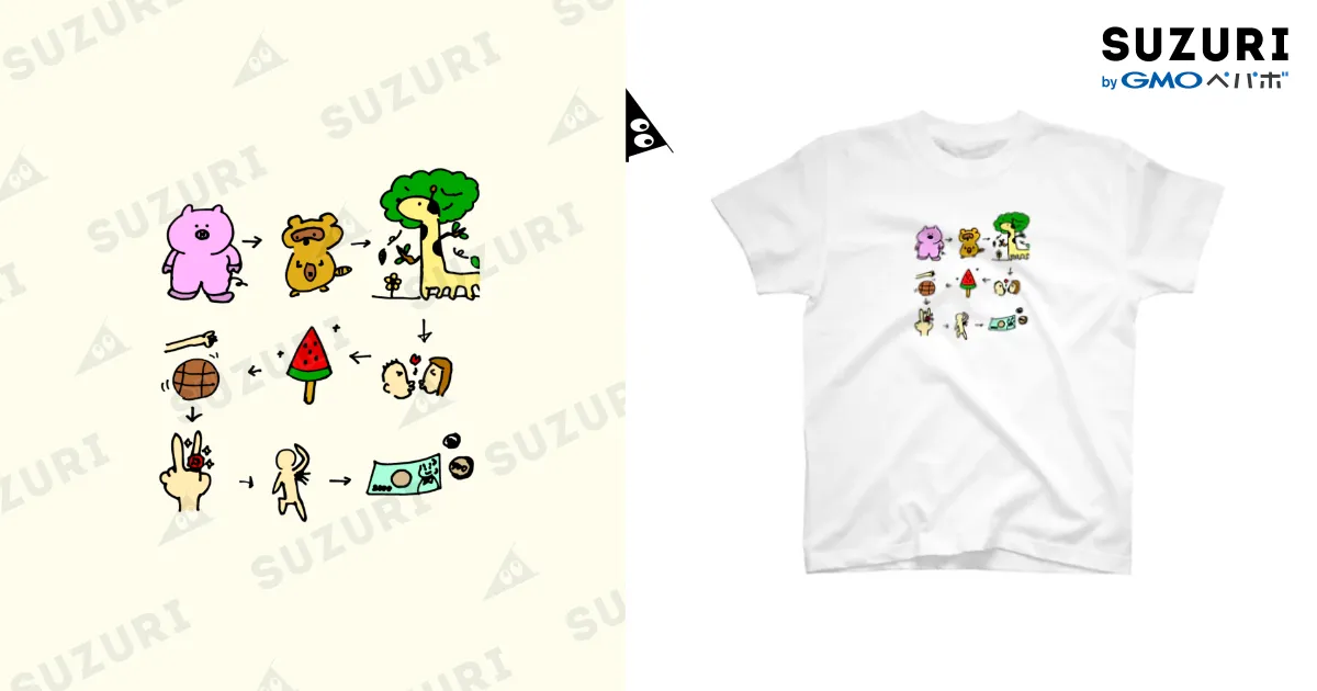 [なるみん✨断捨離] Bonpoint イラスト付きTシャツ2枚セット ふたりの絵しりとり Tシャツ / 鷲崎健・河野ひより 8ぶおんぶ